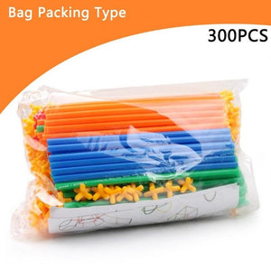 500pcs 4D Straw Building Blocks DIY Plastic Assembled Blocks Toy Straw Inserted Construction Toy Colorful Educational Kids Gift