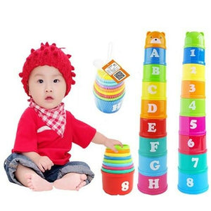 1 Set Baby Children Kids Educational Toy Figures Letters Folding Cup Pagoda  Hot